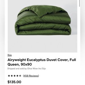 NWT Sijo Airyweight Eucalyptus Duvet Cover in Forest - Full/Queen 90x90